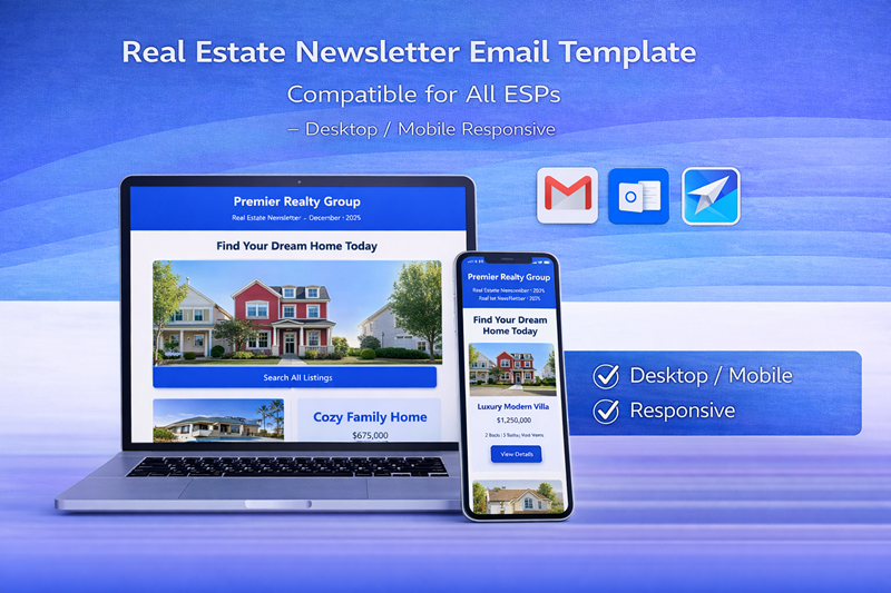 Real Estate Newsletter Email Template - Responsive HTML & CSS Design