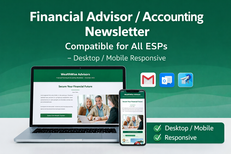 Professional Financial Advisor Newsletter Email Template - Responsive HTML/CSS for Accounting & Wealth Management Firms