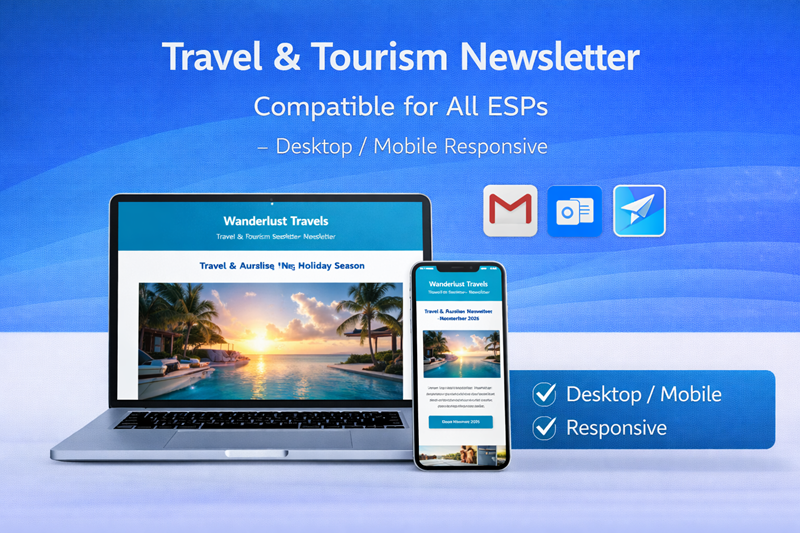 Wanderlust Travels - Responsive HTML Email Newsletter Template for Travel & Tourism