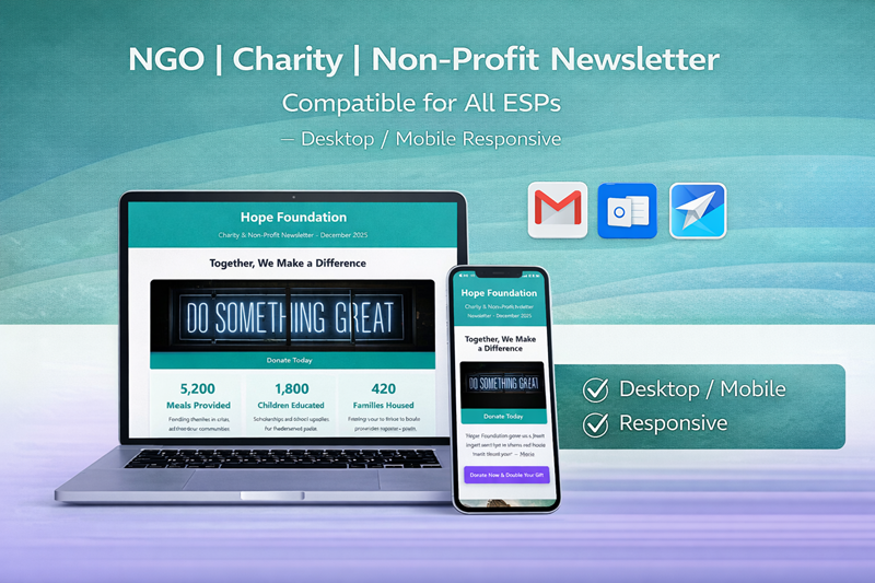 Responsive Charity & Non-Profit Newsletter Email Template - Hope Edition