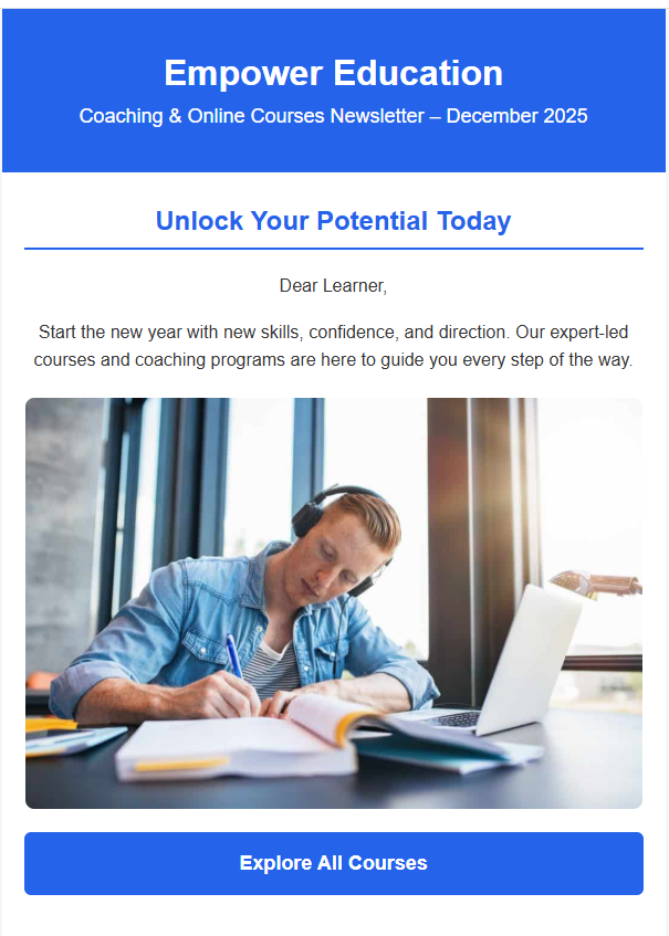 Empower Education - Responsive HTML Email Newsletter Template for Online Courses & Coaching