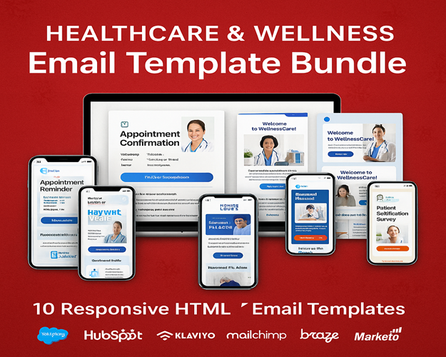 Img 2Healthcare & Wellness Email Template Bundle | 10 Responsive HTML Templates for Clinics, Dentists, Therapists, Hospitals, Medical Practices