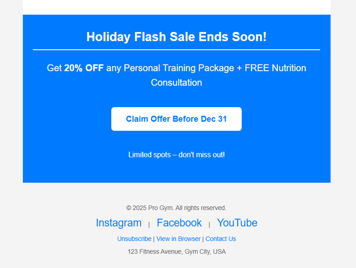 Img 5Fitness Pro Gym - Responsive Newsletter Email Template for Fitness Centers, Gyms & Personal Trainers