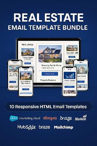 Img 4Real Estate Email Templates | Realtor HTML Email Bundle | 10 Responsive Templates for Agents & Brokers | Mailchimp HubSpot SFMC Compatible for all ESPs